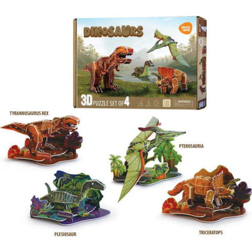 Akçiçek Puzzle 4 Plaka Dinazor 4 Lü Set - 1