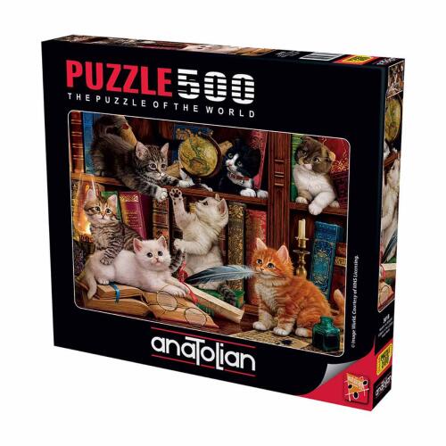 Anatolian Puzzle Kediler ve Kitaplar/ Kittens in the Library 500 Parça 3618 - 1