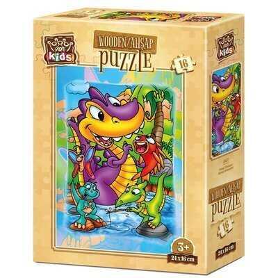 Art Kids Puzzle Ahşap 16 Parça Balıkçı Dinozorlar 5857 - 1