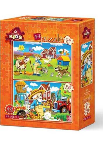 Art Puzzle Kids Mutlu Çiftçi 24+35 Parça 5567 - 1