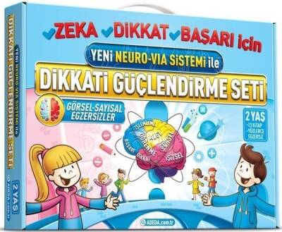 Dikkati Güçlendirme Seti - Yeni Neuro VİA Sistemi ile (2 Yaş) Görsel - Sayısal Egzersizler - Osman Abalı - Adeda Yayınları - 1