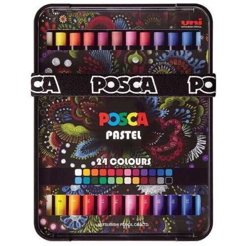 UNİ PASTEL BOYA POSCA 24 LÜ KALEM KUTU SET KPA-100/24C - 1