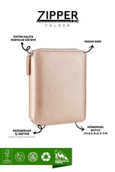 Victoria's Journals Buffalo Zipper Folder Organizer-Defter 14.8x21 cm 100 gr. 80 yp.Çizgili . Sedefli Rose Gold - 4