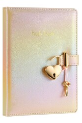 Victoria's Journals Hush Hush Kilitli Metalik Defter Kutulu 80 gr 160yp Çizgili Bej - 1