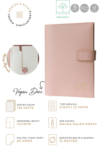 VJ Kutulu Defter Pembe 13x18 cm 80 gr. Ivory 96 yp. Kitap Ayraçlı - 2